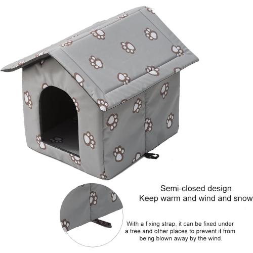 Size Large VARMTOR Outdoor Cat House, Cat Houses for Outdoor Cats, Weatherproof Warm and Insulated Cat House with Transparent Curtain Pet House, Stray Cats Shelter