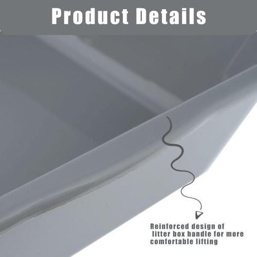 1 Pack of Extra Large Cat Litter Box (ABS Material), Low Entry Senior Litter Pen for Geriatric Kitty Big Cats, Jumbo Pet Safe Litter Boxes Tray for Indoor Pets Potty (Gray, 24 L x 20 W)