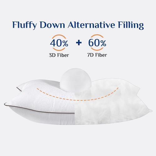 JOLLYVOGUE King Size Pillows Set of 2 for Sleeping, Soft and Supportive Bed Pillows with Down Alternative Filling for Side and Back Sleepers, Hotel Collection