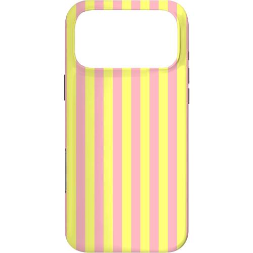 Cute Butter Yellow and Light Pink Stripes Vertical Line Case for iPhone 17 Pro Max