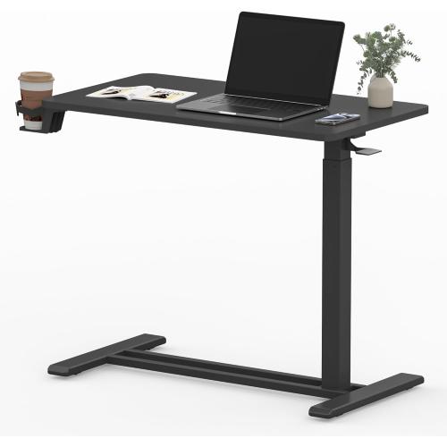FLEXISPOT Mobile Standing Desk with Wheels Pneumatic Laptop Desk Rolling Computer Cart Movable Height Adjustable Small Sit Stand Workstation Home Use (31.5 W x 17.7 D, *****WHITE!!!!!*****)