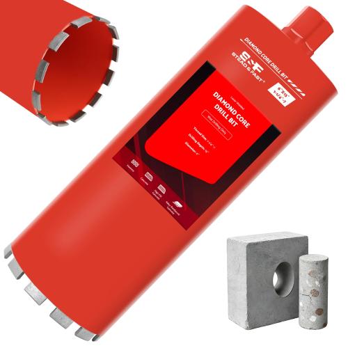 Diamond Core Drill Bit for Concrete, Masonry, Reinforced Rebar Concrete 6 Inch, Wet only, 15 Drilling Depth, 1-1/4-7 Thread, Superior Welded Core Drill Bits with Roof-Top Segment