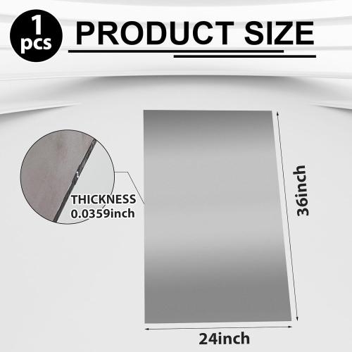 Blulu 1 Pcs 20 Gauge Steel Sheet Metal 36 x 24 Inch 1008 Carbon Cold Rolled Steel Unpolished (Mill) Finish Stock Metal Flat Sheets for DIY Projects Industrial
