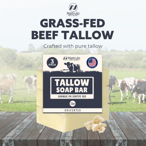 Beef Tallow Soap Bar – Grass Fed Tallow Soap, Bar Soap for Dry, Itchy Skin