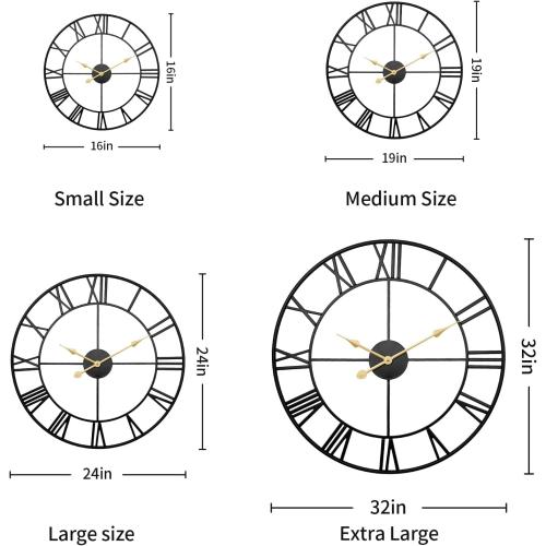 Large Wall Clock for Living Room,Decorative Round Modern Wall Clock,Roman Rustic Office Wall Clocks Battery Operated for Bedroom/Kitchen/Entryway/Office/Farmhouse 32Inch