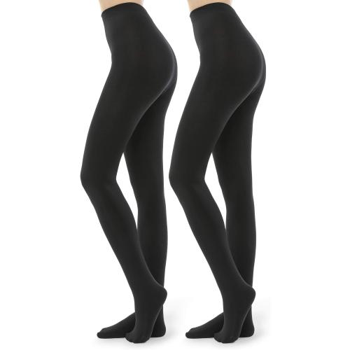 G&Y 2 Pairs Fleece Lined Tights for Women - 100D Opaque Warm Winter Pantyhose