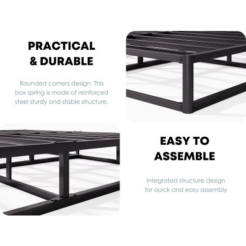 Box-Spring-Queen, 9 inch Metal Queen Box Spring Only, Heavy Duty Queen Size Box Spring with Fabric Cover, Easy Assembly, Non Slip, Noise Free