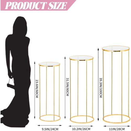 Cylinder Stands for Party, 3PCS Cylinder Pedestal Stand, Cilindros Para Fiestas Cake Table Stand for Parties Metal Plant Stand Cylinder Tables for Parties Round Cylinder Stands for Party