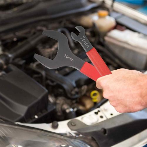 HARFINGTON Single Open End Wrench 35mm Metric 15 Degree Offset Angle U-Shaped Open Ended Spanner Small Flat Head Blackening Wrench with Red Shank for Automotive Repair Furniture Assembly