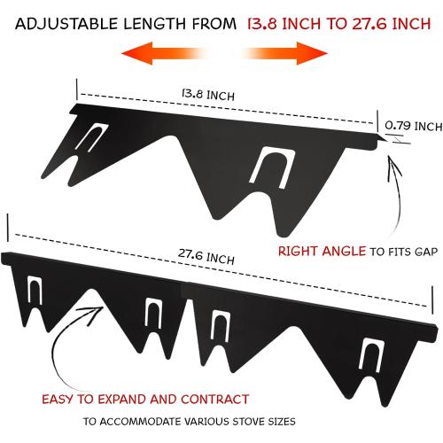 Stainless Steel Stove Gap Covers (2PCS), Stove Gap Filler for Kitchen Oven Counter Side Gap, Range Trim Kit, Easy Clean and Heat Resistant, Adjustable Length 13.8 to 27.5 1