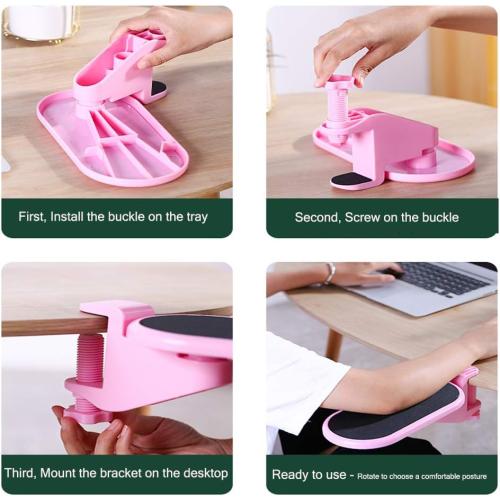 Ergonomic Desk Clamp On Tray Mouse Platform Extension Attachable Elbow Arm Rest Mouse Pad Tray Under Desk Shelf (Small Tray)