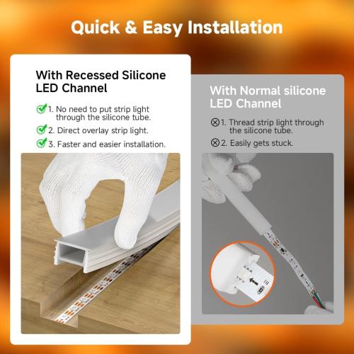 BTF-LIGHTING Silicone LED Channel System 49.2Ft Flexible Milky White Cover DIY Spotless Tube for ≤30mm Width LED Strip,Neon Rope Light Channel Diffuser, for Kitchen Cabinet, Room, Patio(No LED Strip)