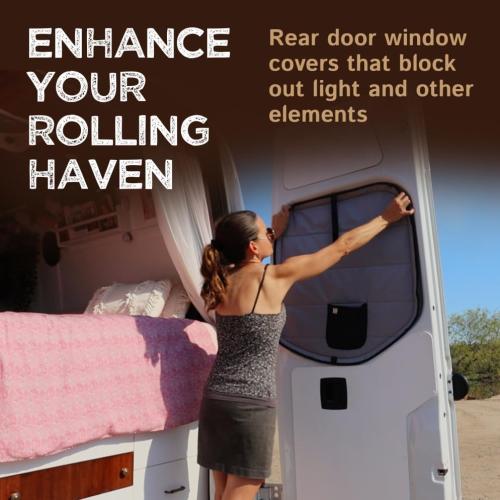 Living in a Bubble Insulated Blackout Rear Window Covers for Mercedes Benz Sprinter (Half Plastic Door) - Vanlife Must Have Accessories, Van Life Essentials (Pair) (Sprinter 2019-Current (VS30))