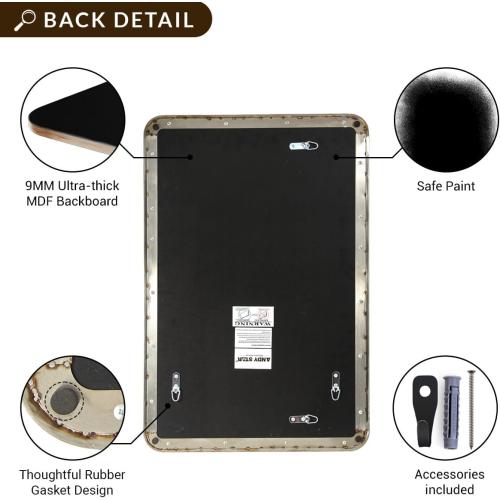 ANDY STAR 28x36 INCH Chrome Bathroom Mirrors, Polished Chrome Bathroom Mirror, Rounded Rectangle Mirror, Anti-Rust SUS304, Tube Metal Frame, 1’’ Deep Wall Mounted Vertically/Horizontal for Bathroom