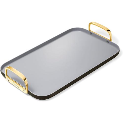 Caraway Double Burner Griddle - 19x12” Griddle Pan - Non-Stick Ceramic Coated - Non Toxic, PTFE & PFOA Free - Oven Safe & Compatible with All Stovetops - Black