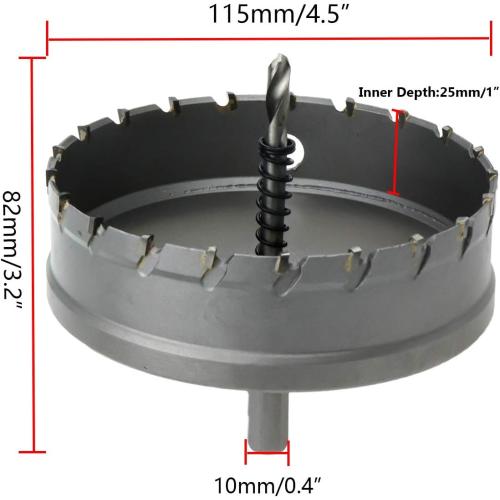 Carbide Hole Saw 4.5-inch/115mm Cutting Dia Hole Cutter for Cutting Stainless Steel & Iron