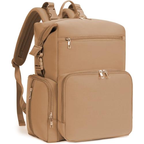 CEI-CEI Neoprene Diaper bag Backpack Waterproof Baby Changing Bags for Mom and Dad with Changing Pad Large Travel Maternity Tote with Insulated Pockets and Organised Compartments (Oat)