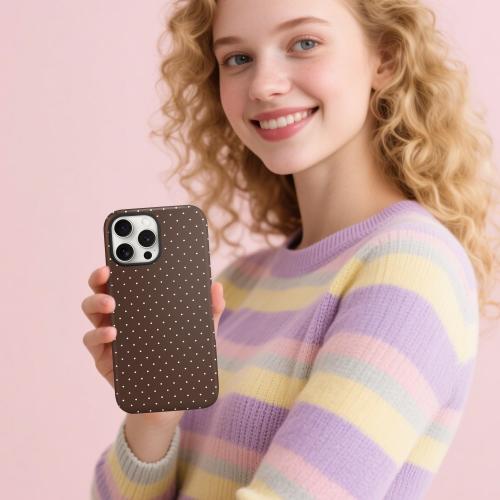 Magnetic for iPhone 15 Plus Case Cute Polka Dot Phone Case, Brown