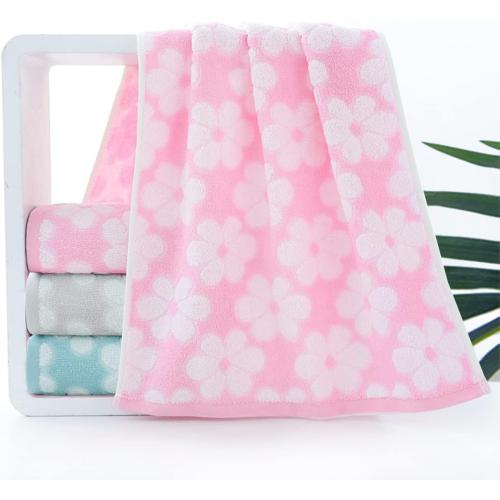 Pidada Hand Towels Set of 2 Floral Pattern 100% Cotton Soft Absorbent Decorative Towel for Bathroom (Pink)