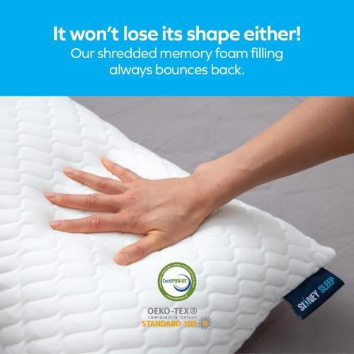 Color White Sidney Sleep Pillow for Side and Back Sleepers - Comfort for Neck and Shoulder Pain - Adjustable Contour Fill - Queen Size - Extra Fill Included (White)