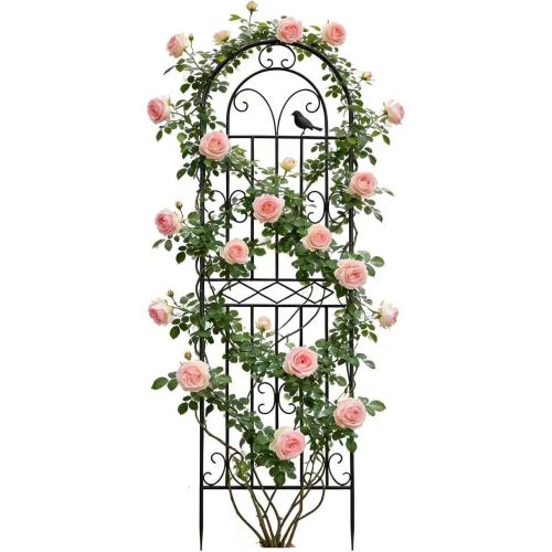 1 Pack 70.8x19.7 Metal Gardon Trellis for Climbing Plants Flowers Outdoor | Rustproof, Heavy Duty, Black Coating Gardon Trellis for Rose, Vines, Flowers, Perfect for Training Climbing Plants, Black