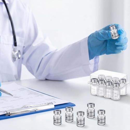 Threlaco 10 Pcs 2ml Sterile Empty Vials Glass Self Healing Port