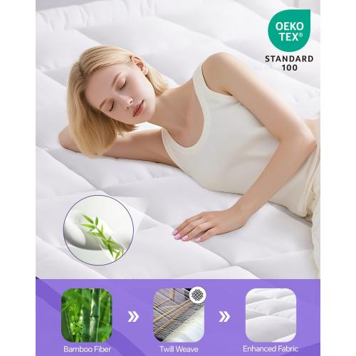 Dual Layer 4 Inch Memory Foam Mattress Topper Queen - 2 Inch Gel Memory Foam and 2 Inch Pillow Top Mattress Pad, 7-Zone Egg Crate Mattress Topper for Back Pain