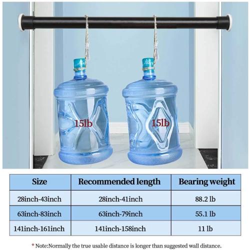 Room Divider Tension Curtain Rod For Windows 121 to 161 Inch,Extra Long Tension Rods Outdoor Curtain Rod, Adjustable Spring Window Tension Rod Pressure Extendable Curtain Rod,Black