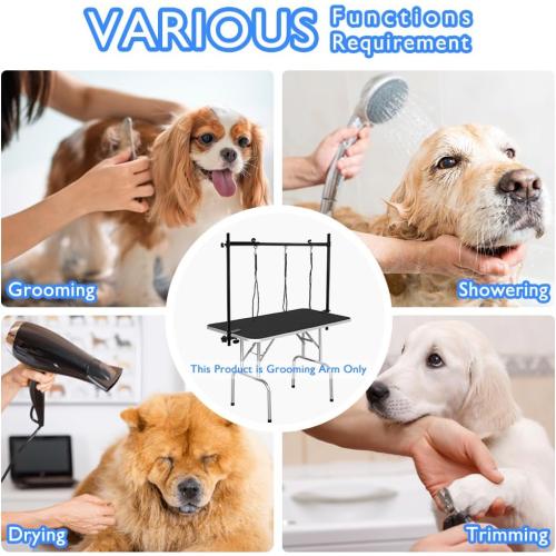 LEIBOU H-Shape Dog Grooming Arm Pet Supplies Grooming Table Arm with 3 Noose and Clamp Heavy Duty Aluminum Alloy Frame with 35.4” Adjustable Height and 36.2” ~ 50” Adjustable Width Dog Grooming Kit