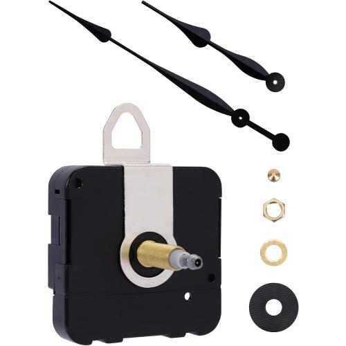 High Torque Clock Movement Kit, Extended Shaft for 24 to 28 Wall Clocks | Quartz Ticking Motor (Non-Silent) with 12-Inch Black Hands, No Second Hand, Replacement & DIY Repair Parts, Battery Powered