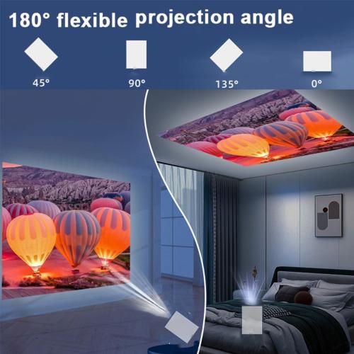 Mini Projector Portable Projector with WiFi6 and Bluetooth 5.0 130-Inch 1080P Support 160 ANSI Auto Keystone Outdoor Home Projector Built-in Android 11.0 OS