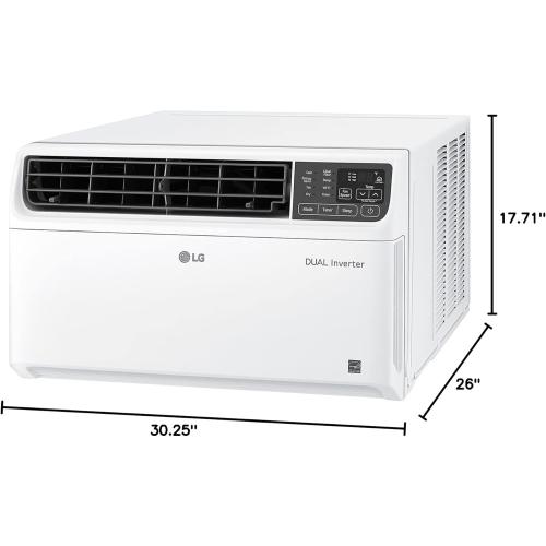 LG 23,500 BTU Dual Inverter Smart Window Air Conditioner, 230V, Air Conditioner Cools Rooms up to 1,440 Sq. Ft., Ultra Quiet Operation, with LG ThinQ, Amazon Alexa & Hey Google, White