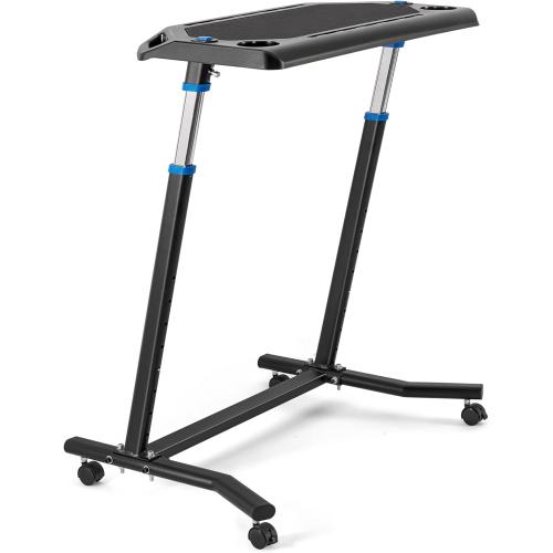 CXWXC Indoor Cycling Desk - Adjustable Height Bike Deak Laptop Stand Non-Slip Surface - Portable Bike Trainer Fitness Desk with Lockable Wheels