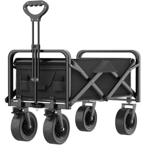 Foldable Heavy Duty Folding Wagon Large Capacity Shopping Cart Utility for Camping Garden