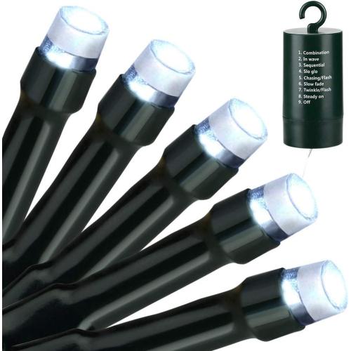 Joomer Battery Christmas Lights, 33ft 100LED Fairy Lights Battery Operated Timer 8 Modes Waterproof for Outdoor Home Garden Party Holiday Christmas Trees Decoration (White)