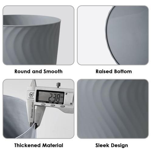 YGJT Small Trash Can, 3 Pack 1.8 Gallons Bathroom Trash Can Waste Basket, Round Garbage Can, Plastic Trash Bin for Kitchen, Dorm, Bedroom, Office, Living Room, Study, Compact Spaces(Grey)