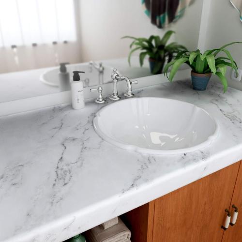 Decotalk 30x200 Countertop Vinyl Wrap Marble Contact Paper White Counter Cover for Countertops Waterproof Matte Marbles Contact Paper for Counter Top Removable Marble Wallpaper Peel and Stick