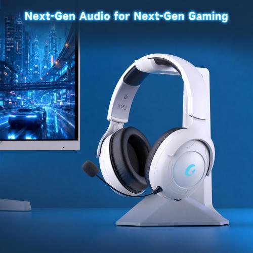 AOC Wireless Gaming Headset for PS5, 2.4GHz Gaming Headphone with Mic | 45H Playtime, Immersive Surround Sound, Noise Cancelling Game Headset for PS5, PC & Switch, Xbox with 3.5mm Cable - White
