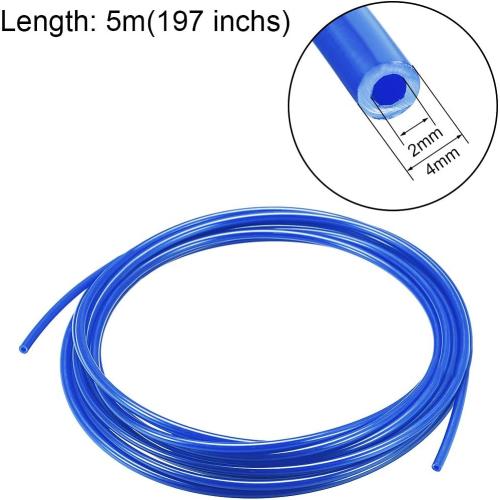 uxcell Nylon Line Hose Tube, 2mm(0.07) ID x 4mm(0.15) OD 5m/16.4ft PA12 Nylon Tube for Air Line Brake Fluid Transfer Blue