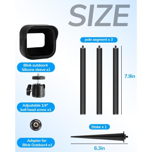 Camera Ground Stake Mount with Weatherproof Silicone Skin for Blink Outdoor 4 / 2K  (2025 Model), Adjustable Height Metal Spike Pole Mount