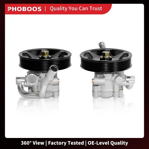 PHOBOOS Power Steering Pump Compatible with Ford Escape 2004-2007 Gas, Mazda Tribute 2005-2006 Gas, Mercury Mariner 2005-2007 Gas, V6 3.0L, with Pulley&Outlet, Ref. 21-5370【Does NOT Fit HYBRID Models】