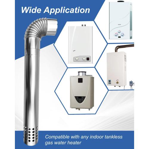 Upgraded Direct Vent Kit Fit for Tankless Water Heater Vent Pipe 3 inch, Include 3 OD Elbow and 3 OD x 19.7 Length Stainless Steel Vent Pipe with Chimney Rain Cap Clip and Tape