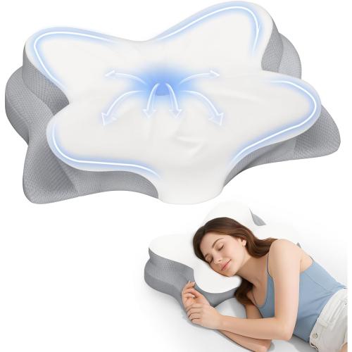 Cervical Neck Pillow, Ergonomic Memory Foam Pillows with Breathable Pillowcase, Adjustable Contour Neck Support Pillow for All Positions