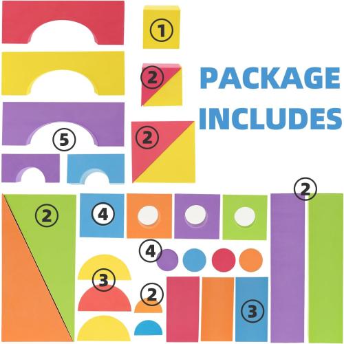 Large Building Foam Blocks for Toddlers, 30 Pieces EVA Stacking Foam Building Blocks Toy Set, Non-Toxic, Washable, Early Learning Construction Toys & Gifts for Kids Boys & Girls