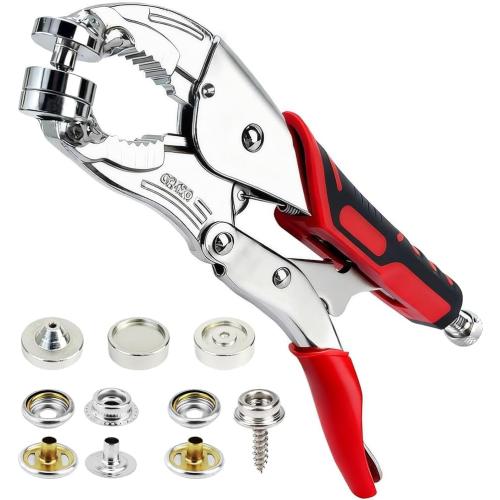 Heavy Duty Snap Fastener Tool, Snap Kit with 140 Pcs, Punching Capable, Magnetic Mold, Beginner-Friendly Snap Installation Tool, Boat Covers, Leather & Fabric Repair Installation