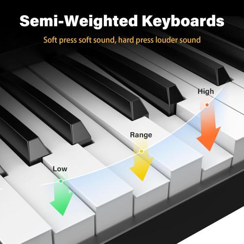BESFAN 88 Key Folding Piano Keyboard, Portable Semi-Weighted Digital Piano with MIDI Support, Built-in Speakers, Rechargeable Battery, Travel Piano for Beginners
