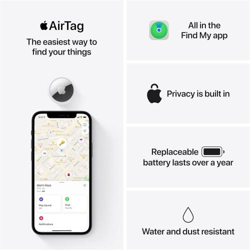 White Apple AirTag 4 Pack. Keep Track of and find Your Keys, Wallet, Luggage, Backpack, and More. Simple one-tap Set up with iPhone or iPad