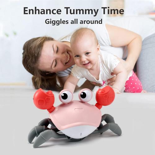 control future Girl Toys Tummy Time: Pink Crawling Crab Montessori Toy Learning 36 Months 3 Year Old Birthday Girls Valentines Gifts Stuff