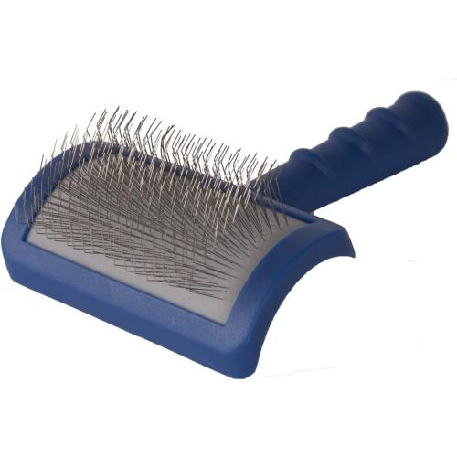 Tuffer Than Tangles Slicker Brush for Dog Grooming with Long, Soft Pins, Medium Size, Perfect for Doodle Breeds, Angled Pins for Dematting, Remove Undercoat, Comfort Grip Handle