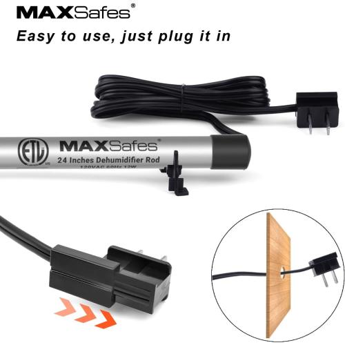 Gun Safe Dehumidifier Rod, Dry Rod - Easy Installation Plug-in Electric Dehumidifier Eliminates Moisture for Gun Safes & Cabinets, ETL Approved (24in)